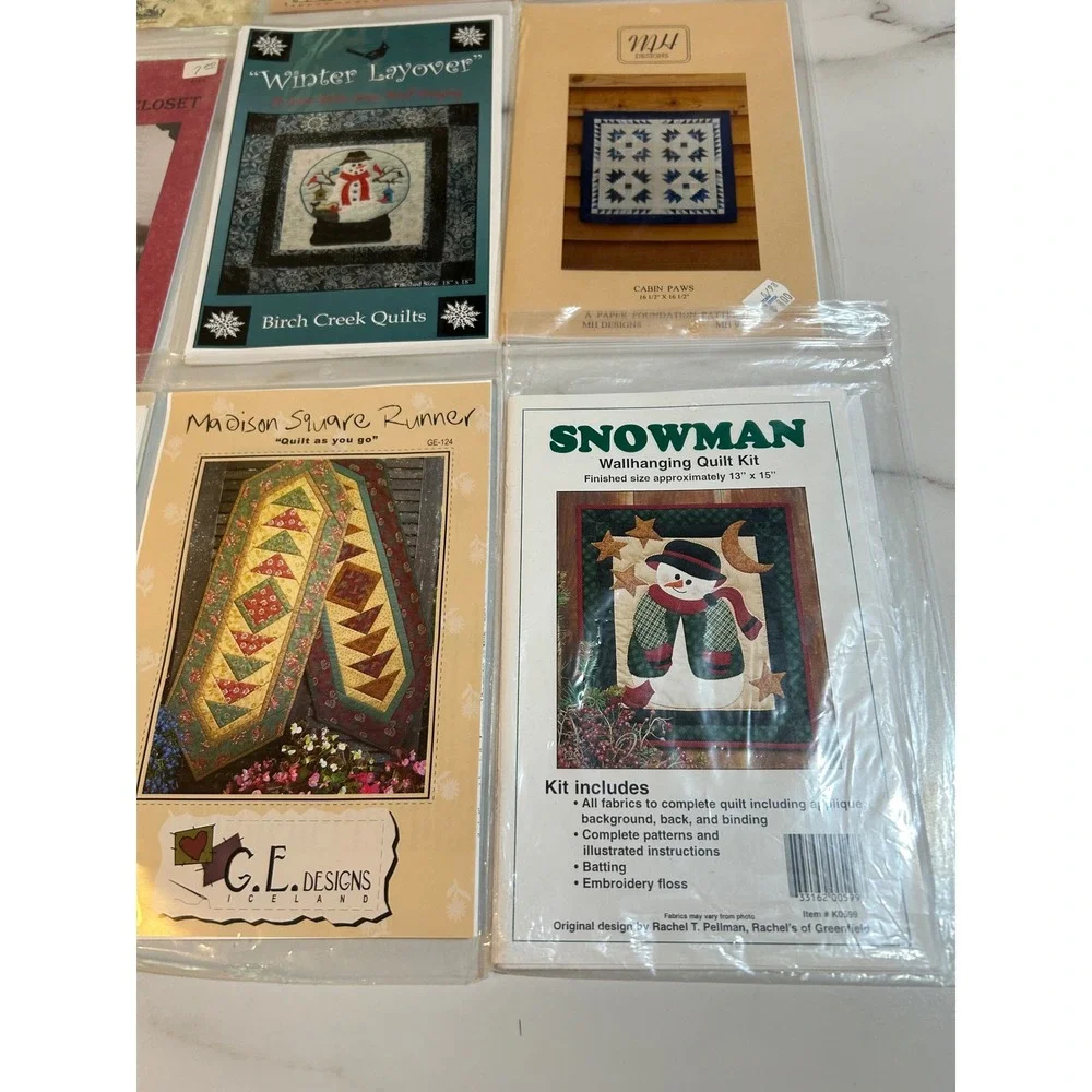 Lot of 9 Quilt Patterns‎ Kits Snowman Winter Holiday Table Runner Wall Hanging